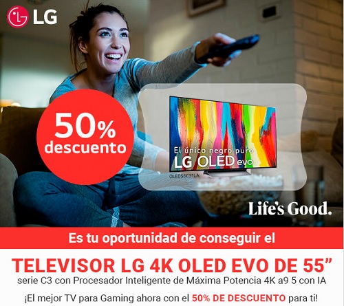 Consigue con 50% de descuento el Televisor LG 4k Oled Evo de 55