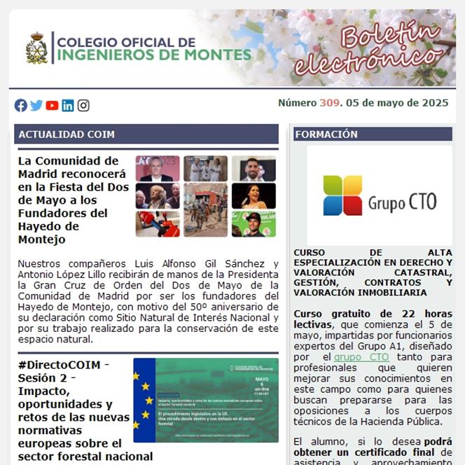 Publicado el Boletín Informativo número 309