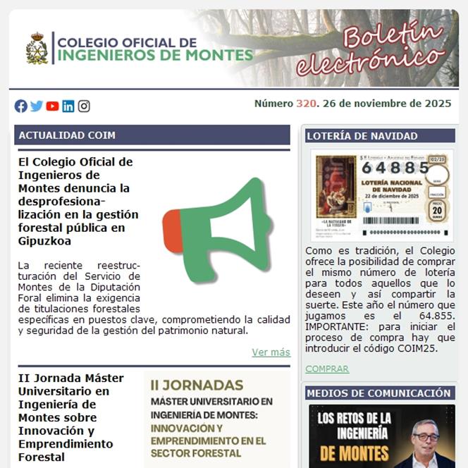 Publicado el Boletín Informativo número 320