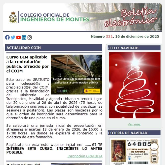 Publicado el Boletín Informativo número 321