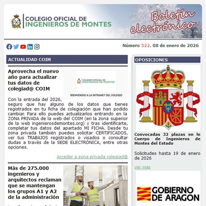 Publicado el Boletín Informativo número 322