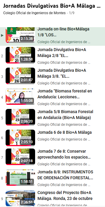 Disponibles los contenidos de las jornadas on line y jornada Congreso Ronda del Proyecto Bio+A Málaga