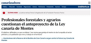 Profesionales forestales y agrarios cuestionan el anteproyecto de la Ley canaria de Montes