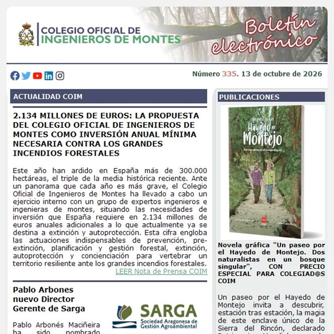 Publicado el Boletín Informativo número 335