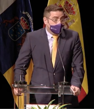 Juan Carlos Santamarta durante la entrega del premio.