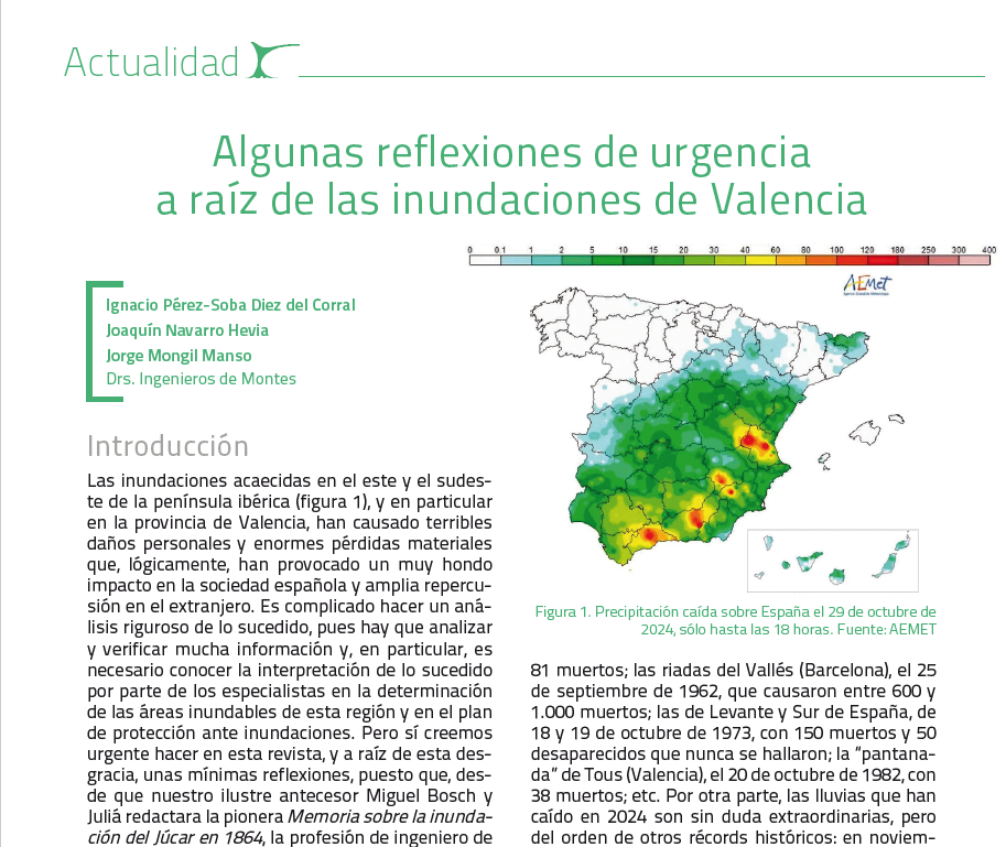 Actualidad: Algunas reflexiones de urgencia a raíz de las inundaciones de Valencia