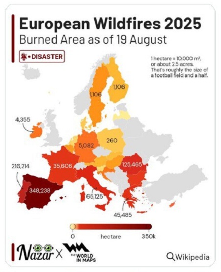 España está convirtiéndose en la gran castigada de Europa por los incendios forestales