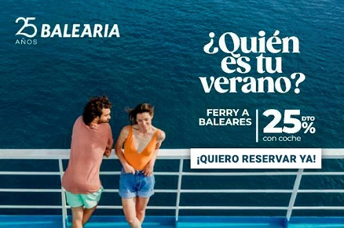 Reserva tu próxima escapada con un 25% de descuento en Baleària