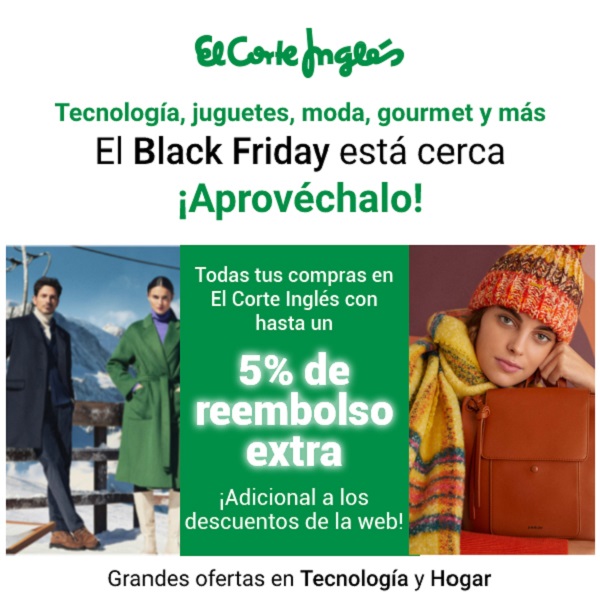 Tus compras en El Corte Inglés con hasta 5% de reembolso extra