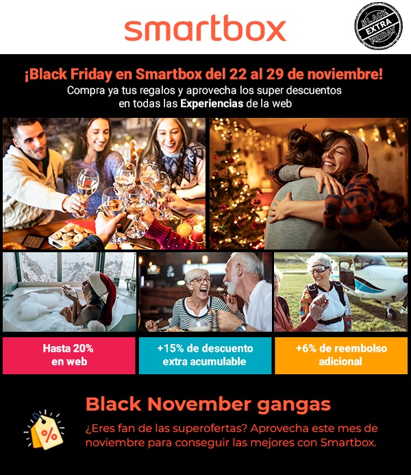 Black Friday en Smartbox con hasta 20% dto directo + 6% de reembolso adicional